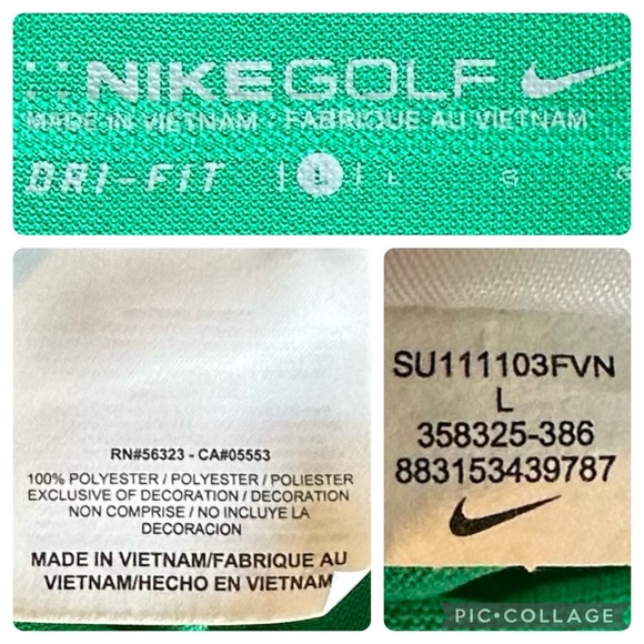 Nike Golf Mens Polo Dri-Fit Green White Striped Short Sleeve Polo Shirt Size L - Picture 16 of 16